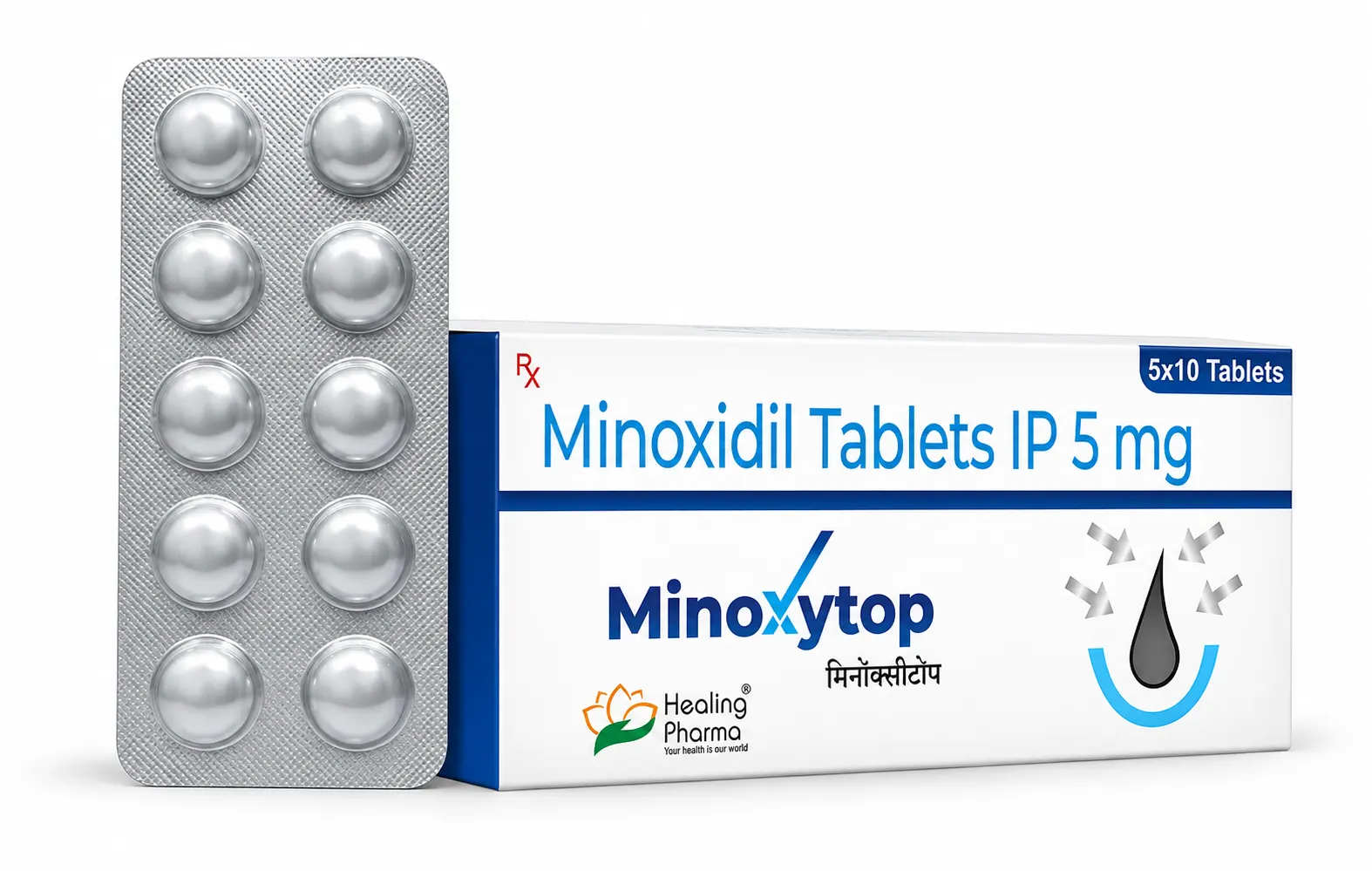 Minoxidil Tablets Blister Pack and Box